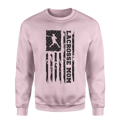 Lacrosse Mom Vertical Flag on a Sweatshirt with a Black Graphic
