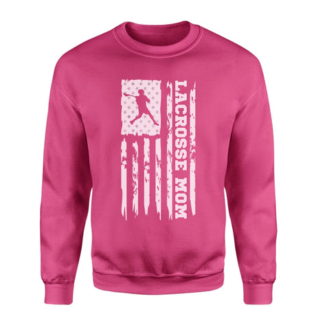 Lacrosse Mom Vertical Flag on a Sweatshirt with a White Graphic
