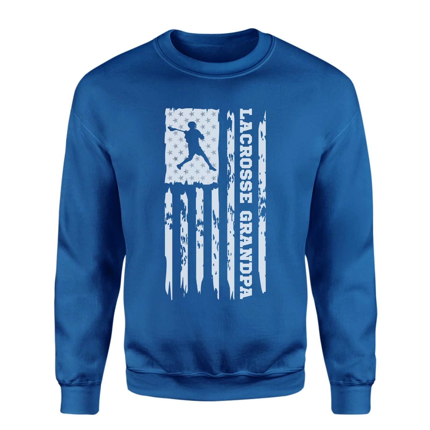 Lacrosse Grandpa Vertical Flag on a Sweatshirt with a White Graphic