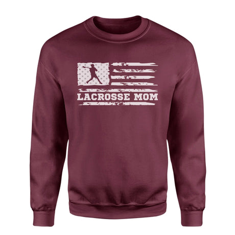 Lacrosse Mom Horizontal Flag on a Sweatshirt with a White Graphic