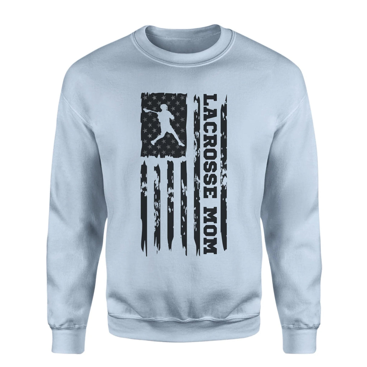 Lacrosse Mom Vertical Flag on a Sweatshirt with a Black Graphic