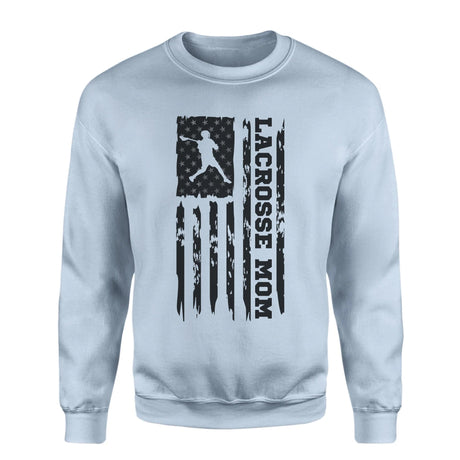 Lacrosse Mom Vertical Flag on a Sweatshirt with a Black Graphic