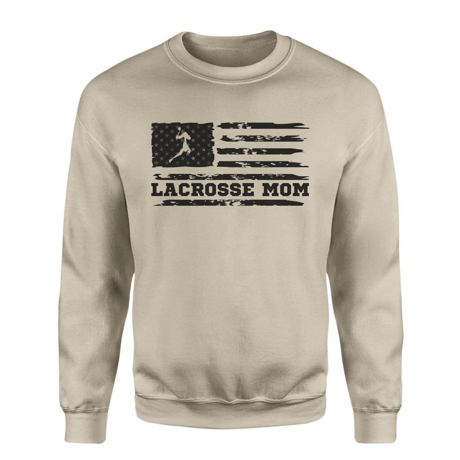 Lacrosse Mom Horizontal Flag on a Sweatshirt with a Black Graphic