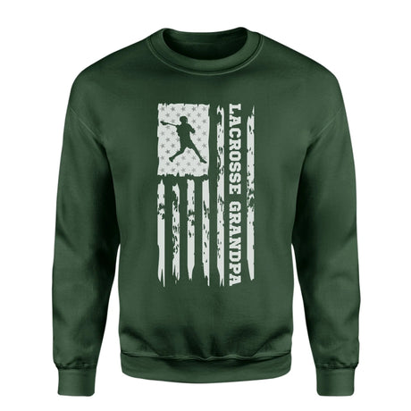 Lacrosse Grandpa Vertical Flag on a Sweatshirt with a White Graphic