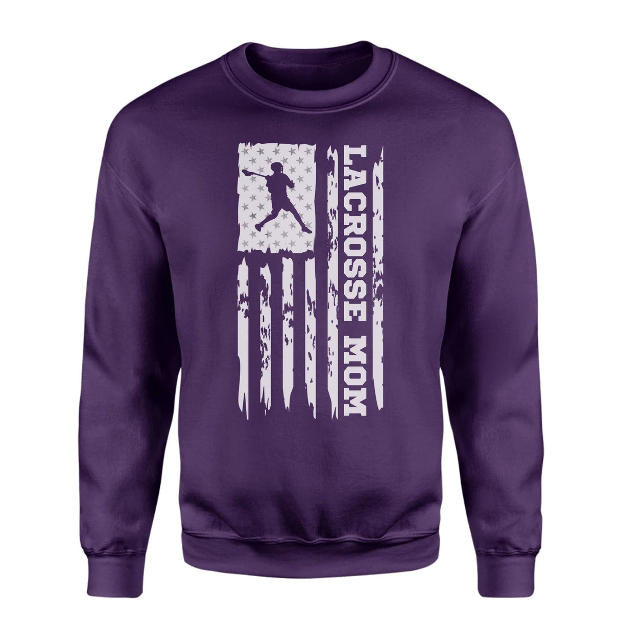 Lacrosse Mom Vertical Flag on a Sweatshirt with a White Graphic