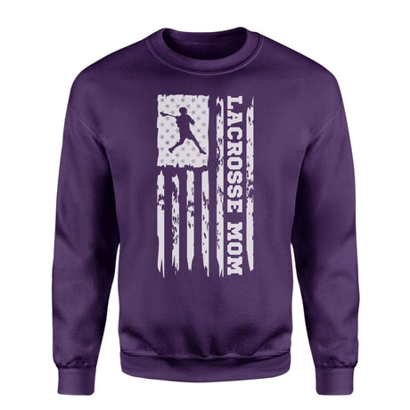 Lacrosse Mom Vertical Flag on a Sweatshirt with a White Graphic