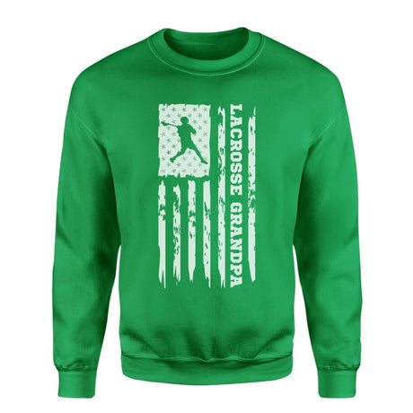 Lacrosse Grandpa Vertical Flag on a Sweatshirt with a White Graphic