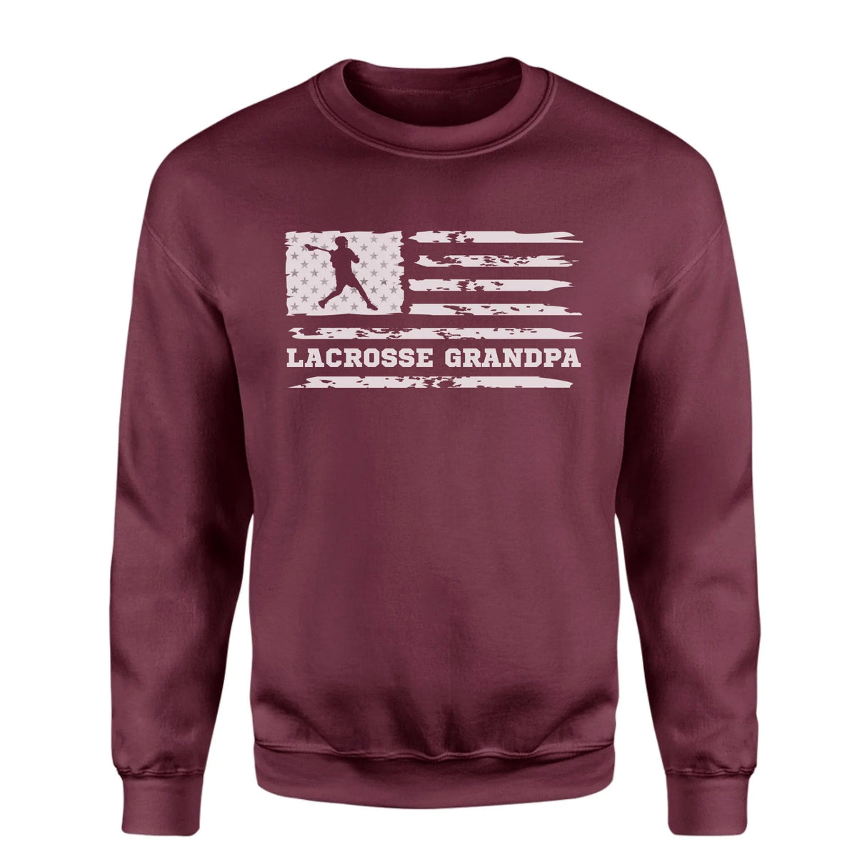 Lacrosse Grandpa Horizontal Flag on a Sweatshirt with a White Graphic