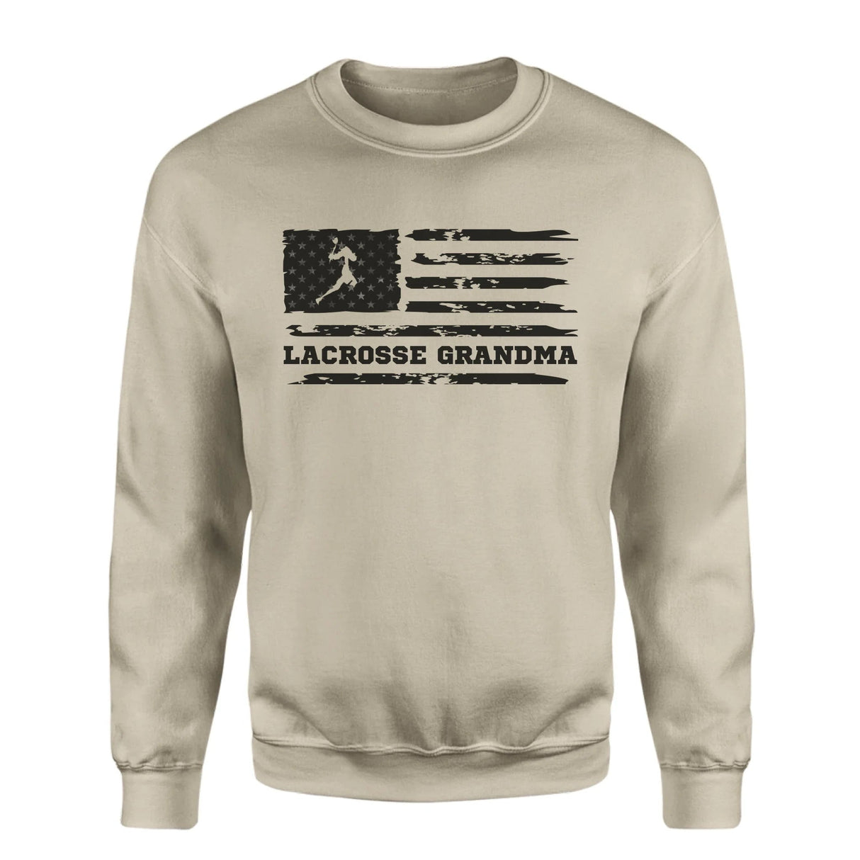 Lacrosse Grandma Horizontal Flag on a Sweatshirt with a Black Graphic