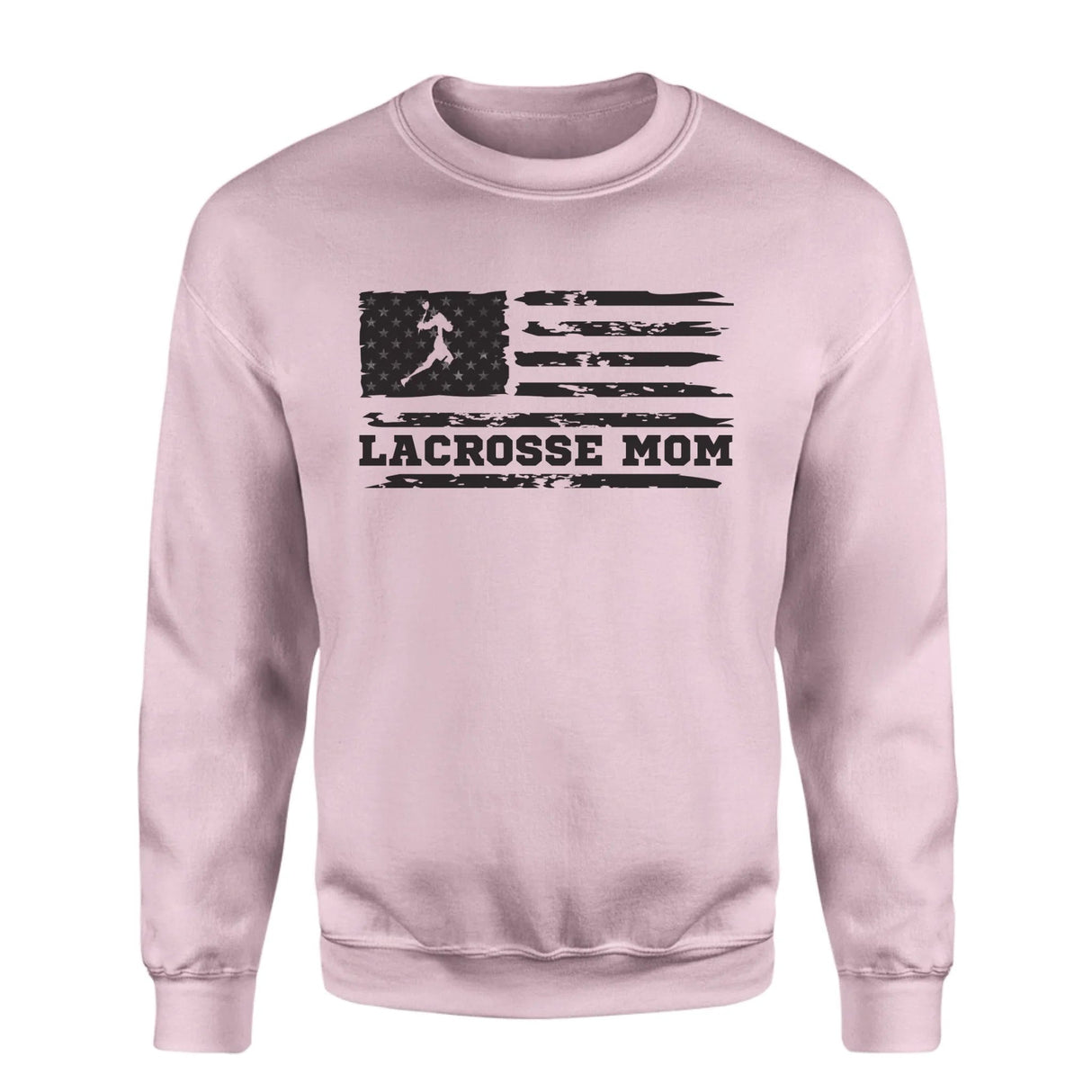 Lacrosse Mom Horizontal Flag on a Sweatshirt with a Black Graphic
