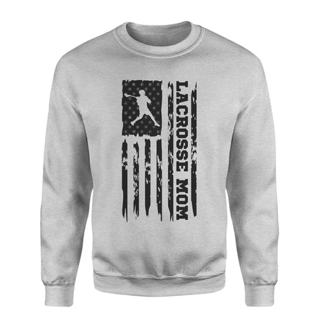 Lacrosse Mom Vertical Flag on a Sweatshirt with a Black Graphic