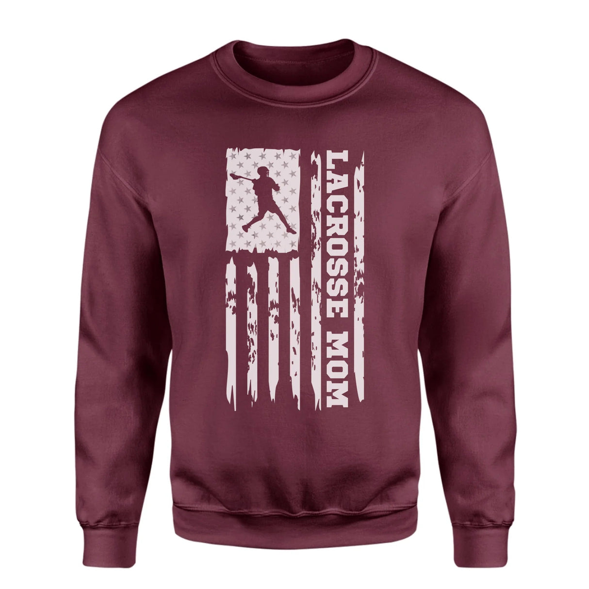 Lacrosse Mom Vertical Flag on a Sweatshirt with a White Graphic