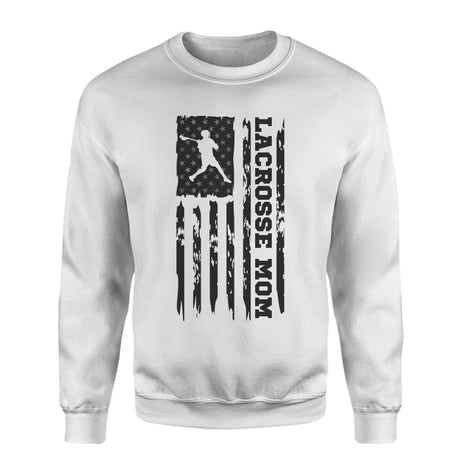 Lacrosse Mom Vertical Flag on a Sweatshirt with a Black Graphic