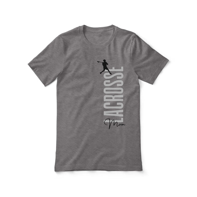 Personalized Lacrosse Mom Shirt With Mascot, Icon, and Lacrosse Player Name on a Unisex T-Shirt