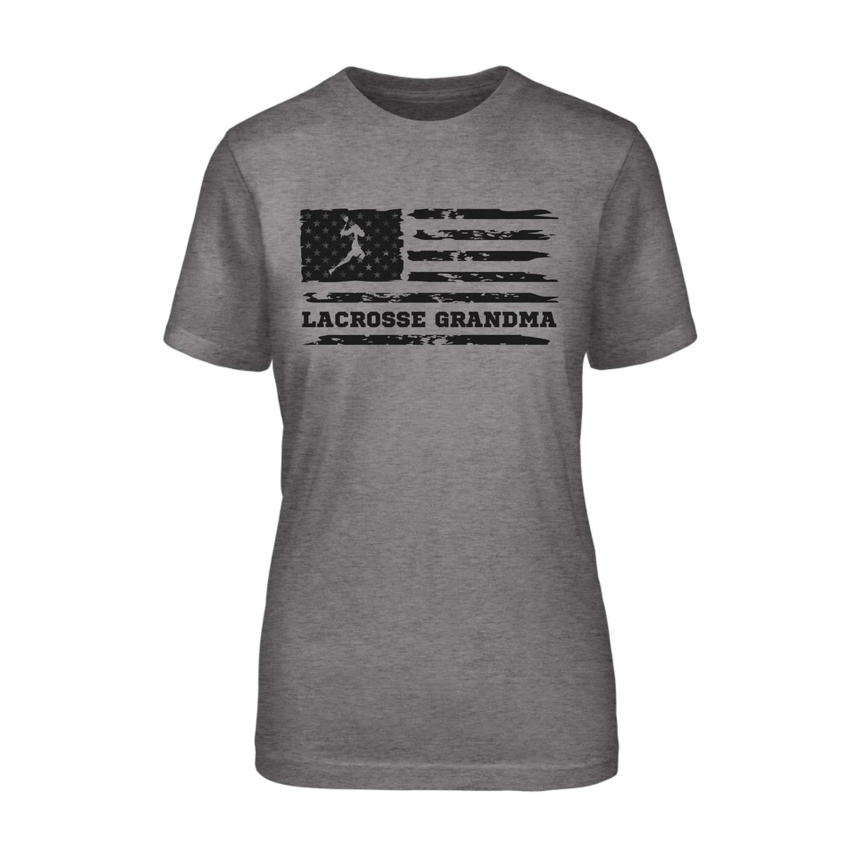 Lacrosse Grandma Horizontal Flag on a Unisex T-Shirt with a Black Graphic