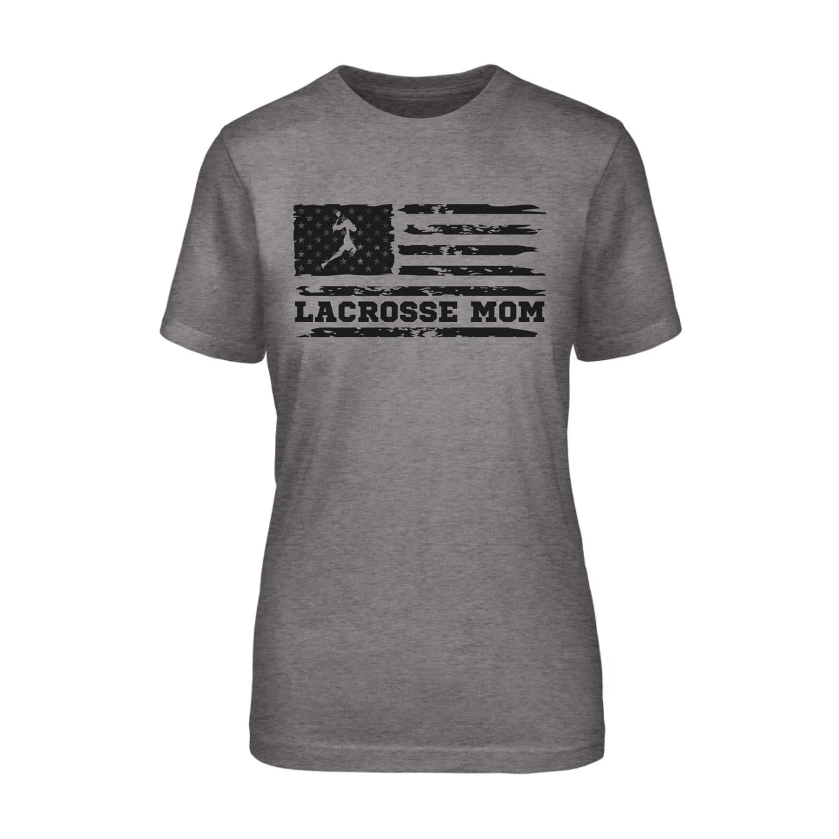 Lacrosse Mom Horizontal Flag on a Unisex T-Shirt with a Black Graphic