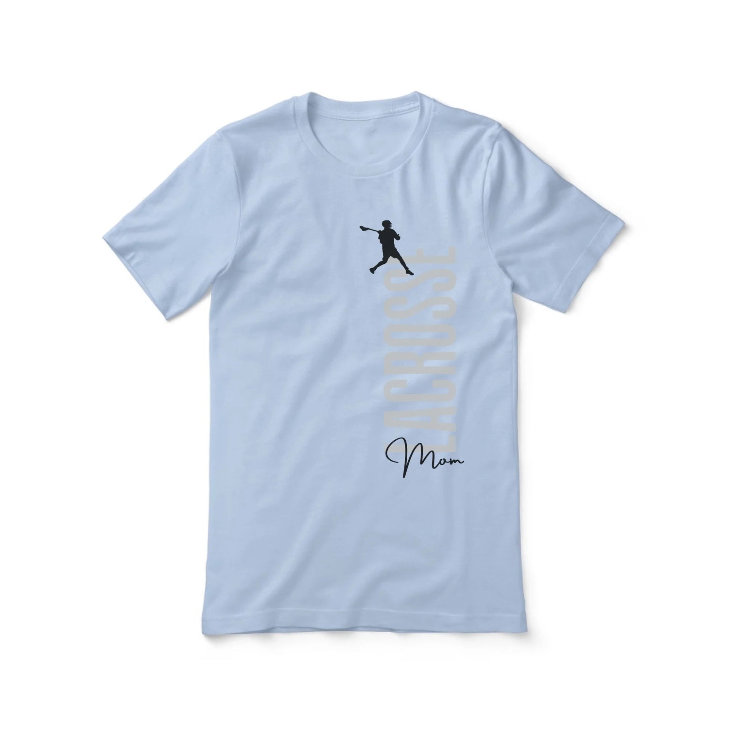 Personalized Lacrosse Mom Shirt With Mascot, Icon, and Lacrosse Player Name on a Unisex T-Shirt