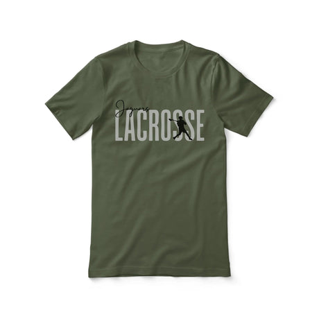 Personalized Lacrosse Shirt With Modern Bold Design on a Unisex T-Shirt