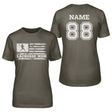 Lacrosse Mom Horizontal Flag With Lacrosse Player Name on a Unisex T-Shirt with a White Graphic