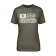 Lacrosse Mom Horizontal Flag on a Unisex T-Shirt with a White Graphic