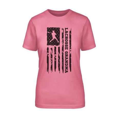 Lacrosse Grandma Vertical Flag on a Unisex T-Shirt with a Black Graphic