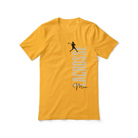 Personalized Lacrosse Mom Shirt With Mascot, Icon, and Lacrosse Player Name on a Unisex T-Shirt