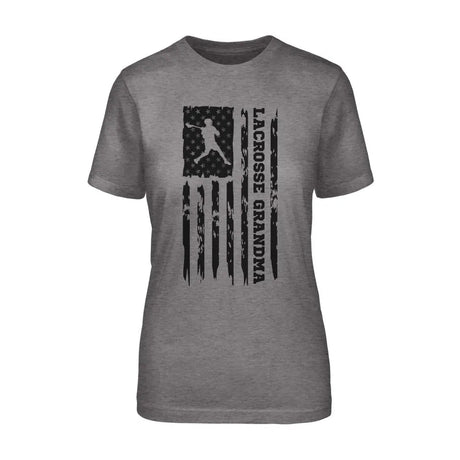 Lacrosse Grandma Vertical Flag on a Unisex T-Shirt with a Black Graphic