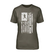 Lacrosse Mom Vertical Flag on a Unisex T-Shirt with a White Graphic