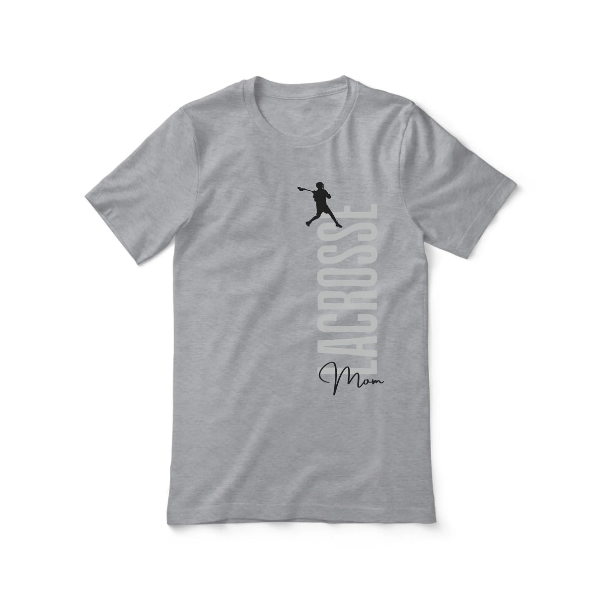 Personalized Lacrosse Mom Shirt With Mascot, Icon, and Lacrosse Player Name on a Unisex T-Shirt