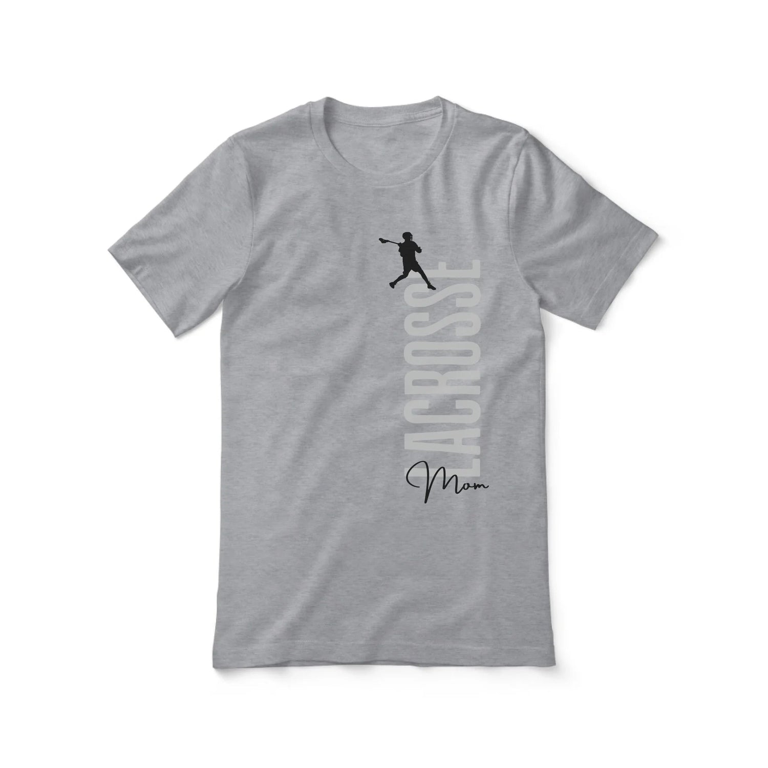 Personalized Lacrosse Mom Shirt With Mascot, Icon, and Lacrosse Player Name on a Unisex T-Shirt