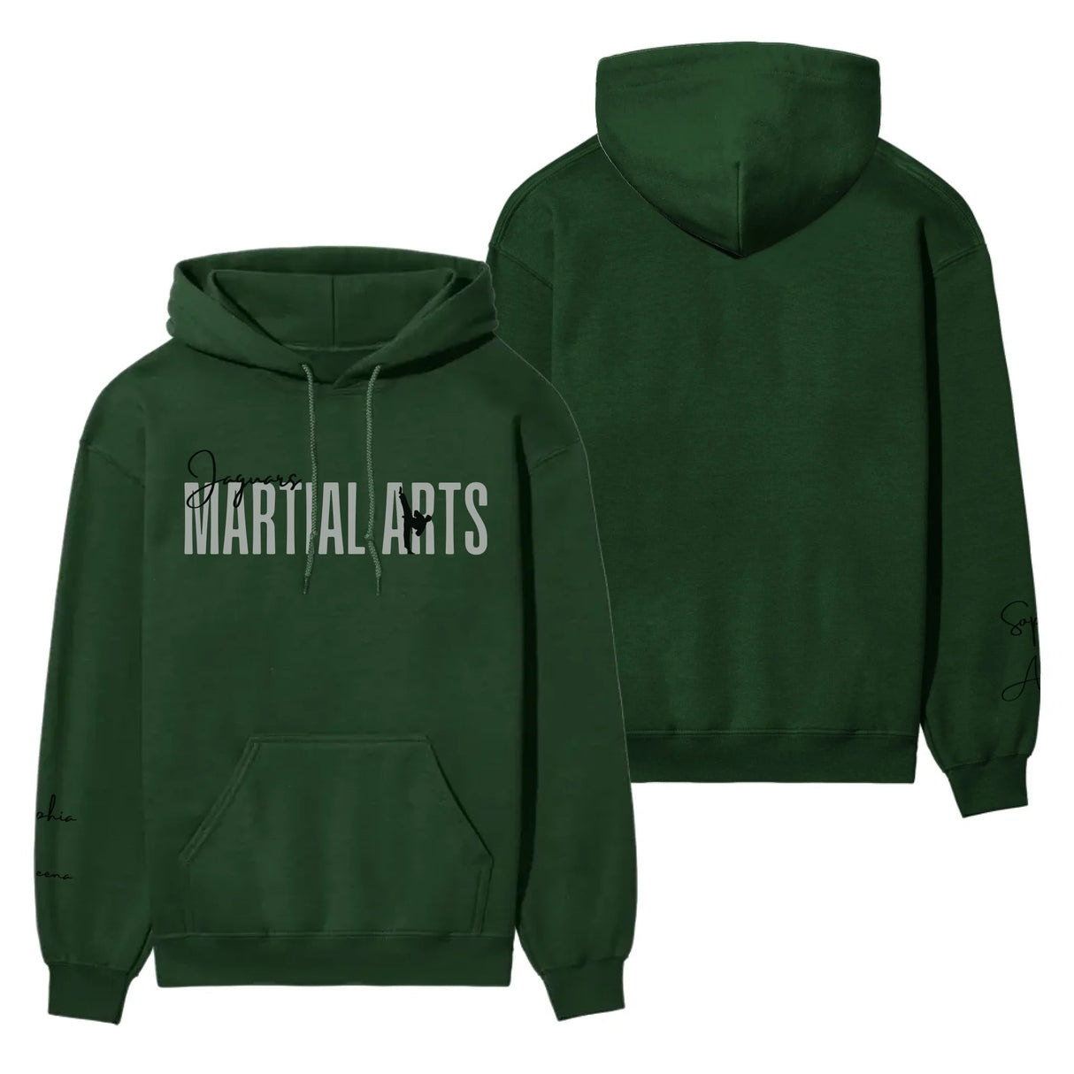 Personalized Martial Arts on a Hoodie With Modern Bold Designs and Martial Artist Name on Sleeve on a Hoodie