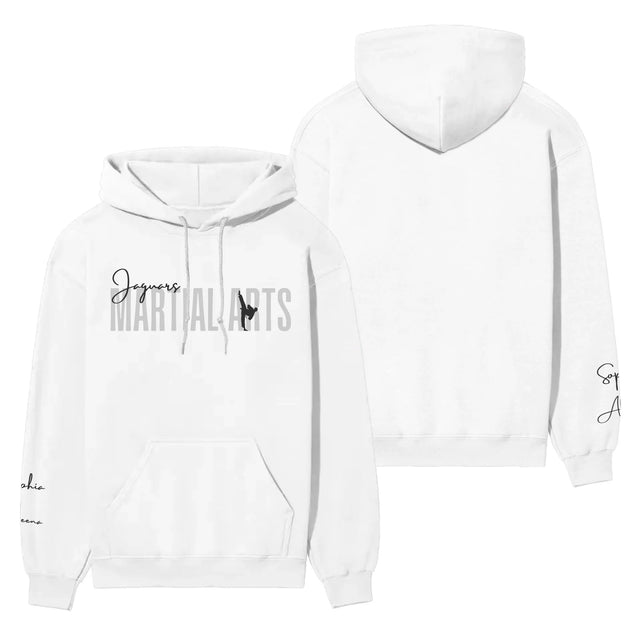 Personalized Martial Arts on a Hoodie With Modern Bold Designs and Martial Artist Name on Sleeve on a Hoodie