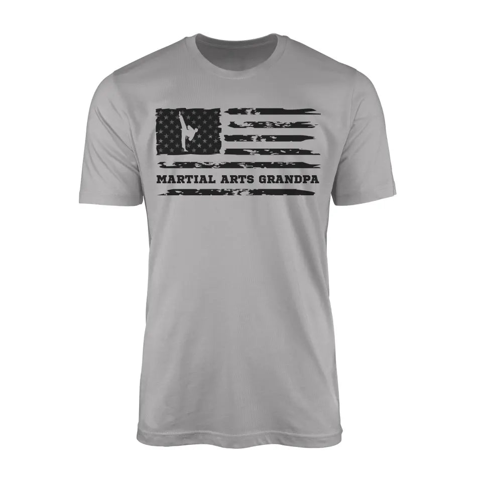 Martial Arts Grandpa Horizontal Flag on a Men's T-Shirt with a Black Graphic