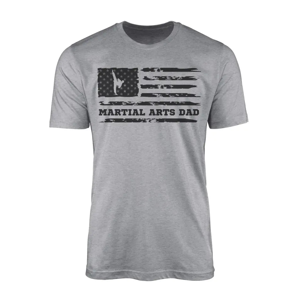 Martial Arts Dad Horizontal Flag on a Men's T-Shirt with a Black Graphic