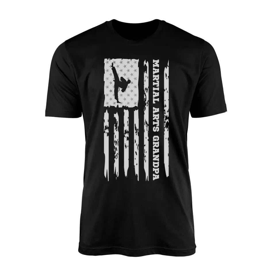 Martial Arts Grandpa Vertical Flag on a Men's T-Shirt with a White Graphic