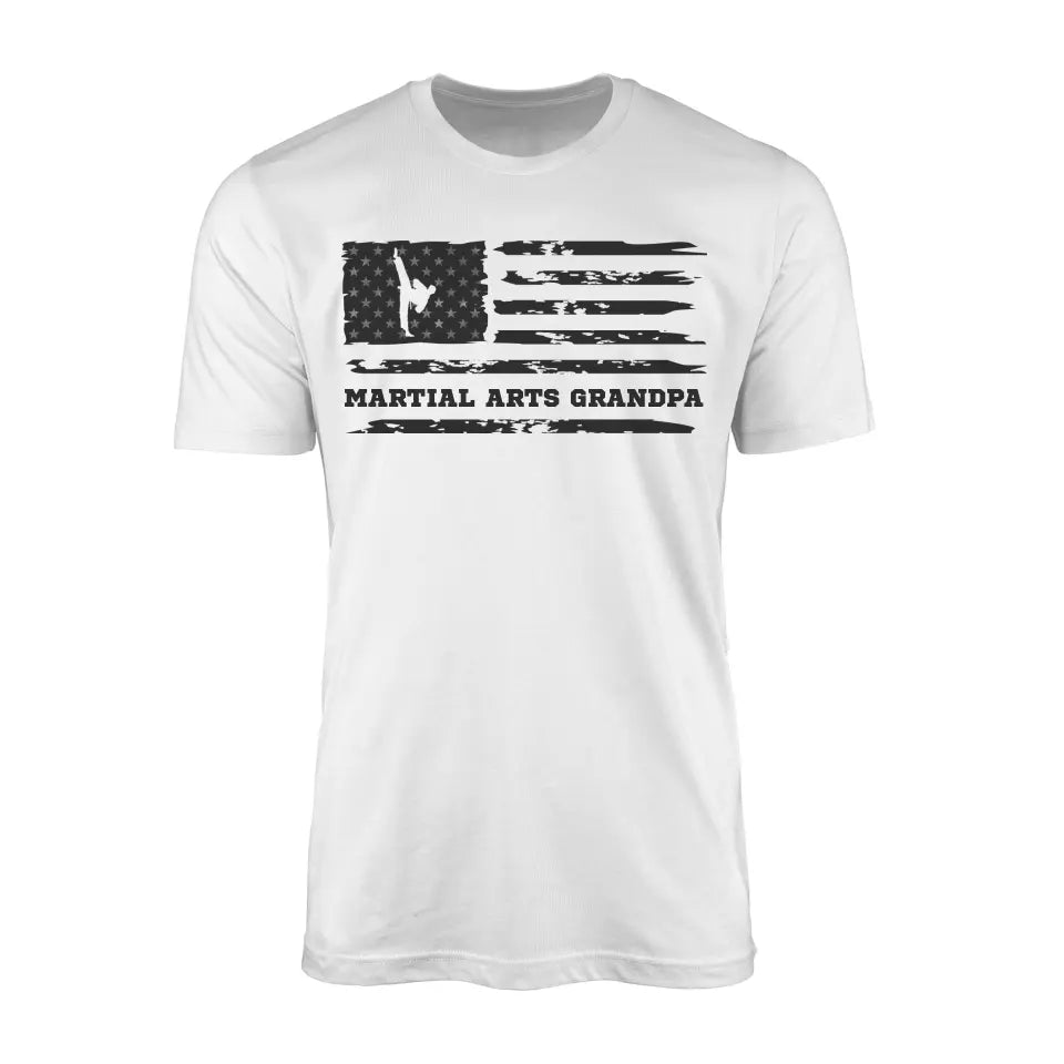 Martial Arts Grandpa Horizontal Flag on a Men's T-Shirt with a Black Graphic