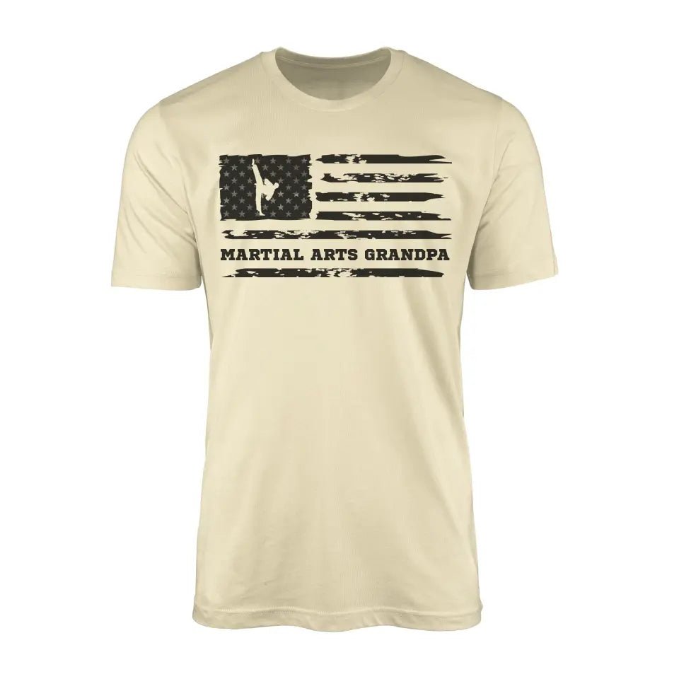 Martial Arts Grandpa Horizontal Flag on a Men's T-Shirt with a Black Graphic