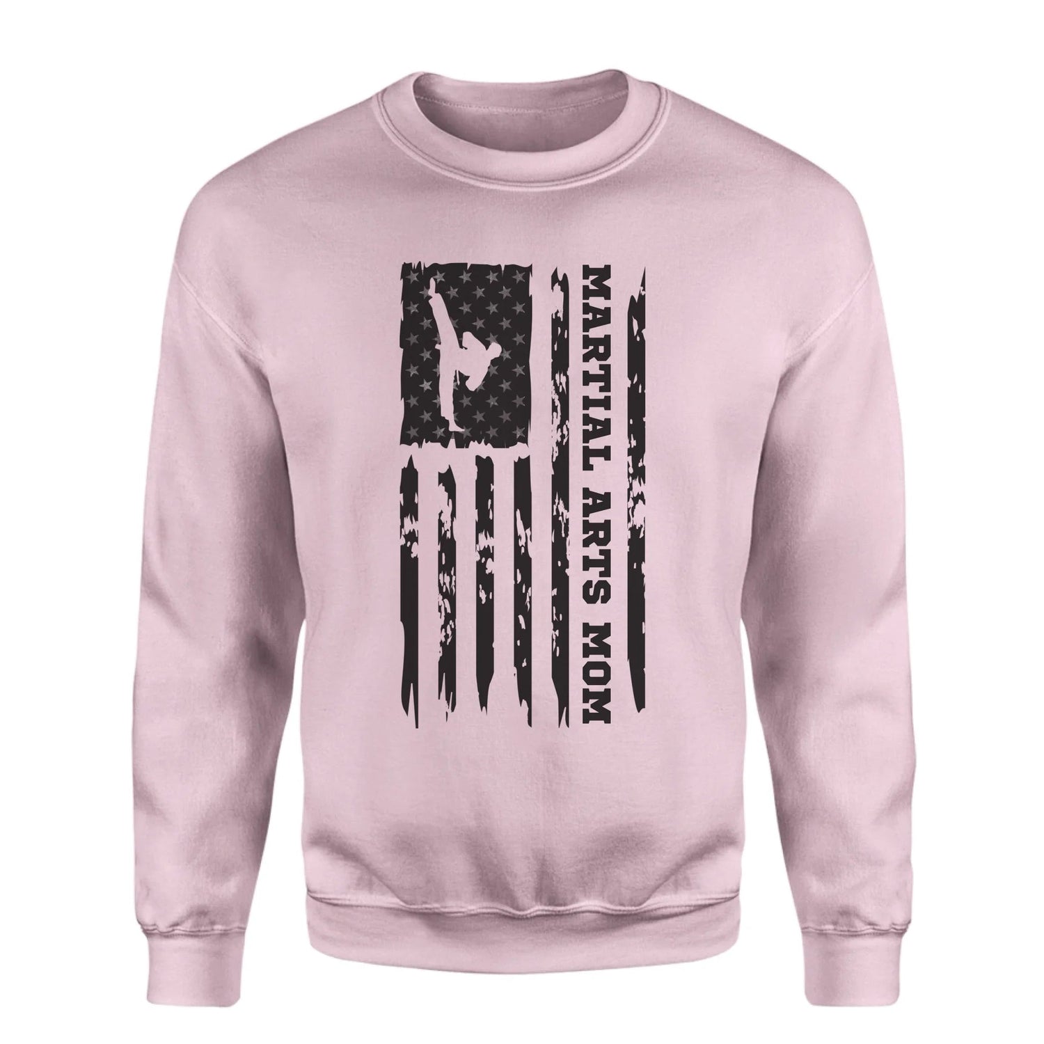 Martial Arts Mom Vertical Flag on a Sweatshirt with a Black Graphic