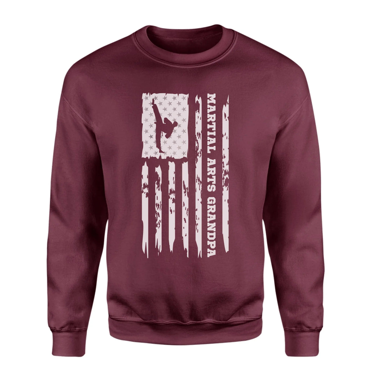 Martial Arts Grandpa Vertical Flag on a Sweatshirt with a White Graphic