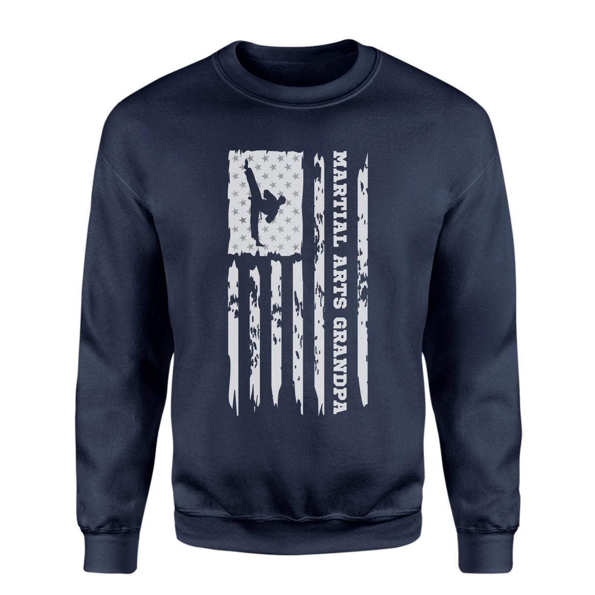 Martial Arts Grandpa Vertical Flag on a Sweatshirt with a White Graphic