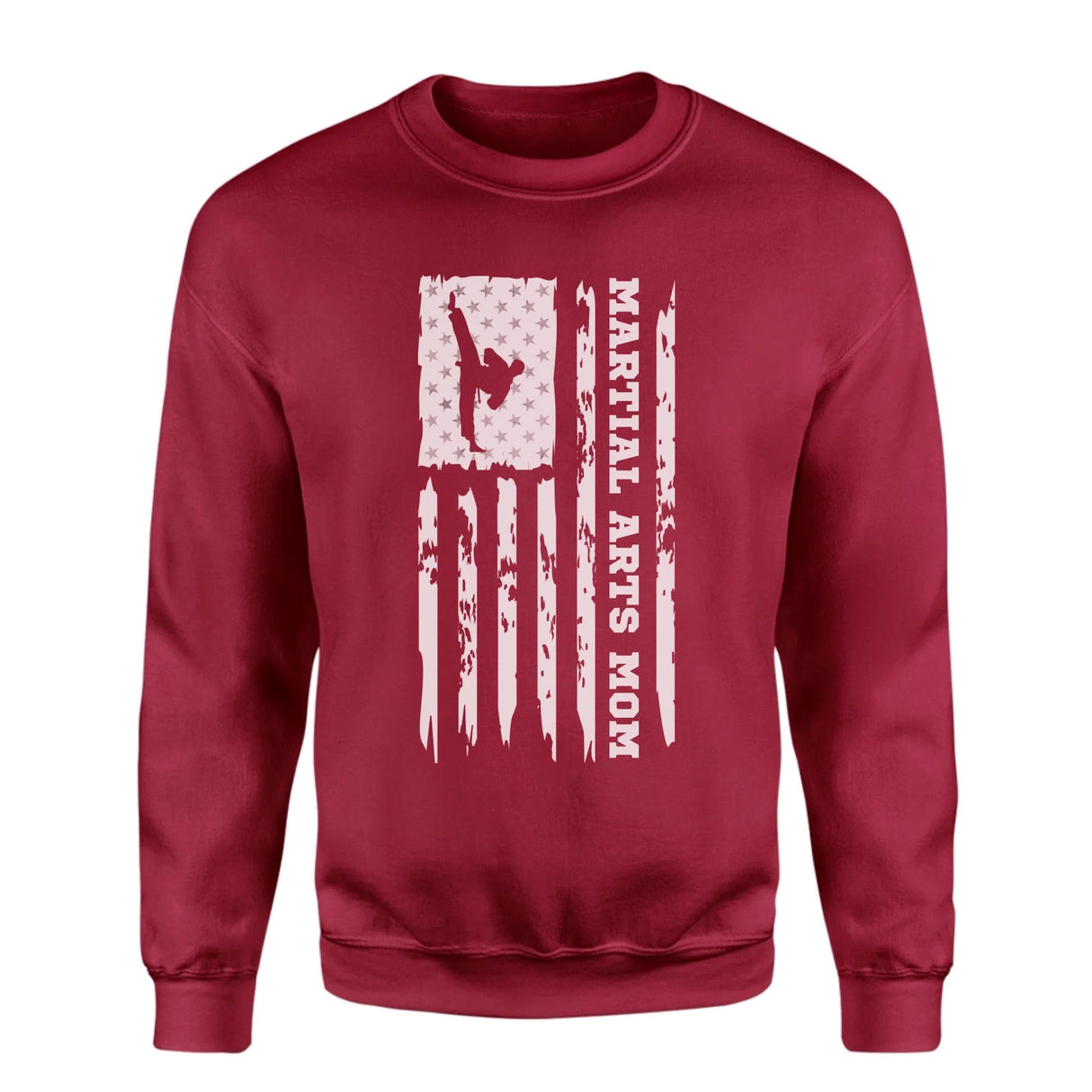 Martial Arts Mom Vertical Flag on a Sweatshirt with a White Graphic