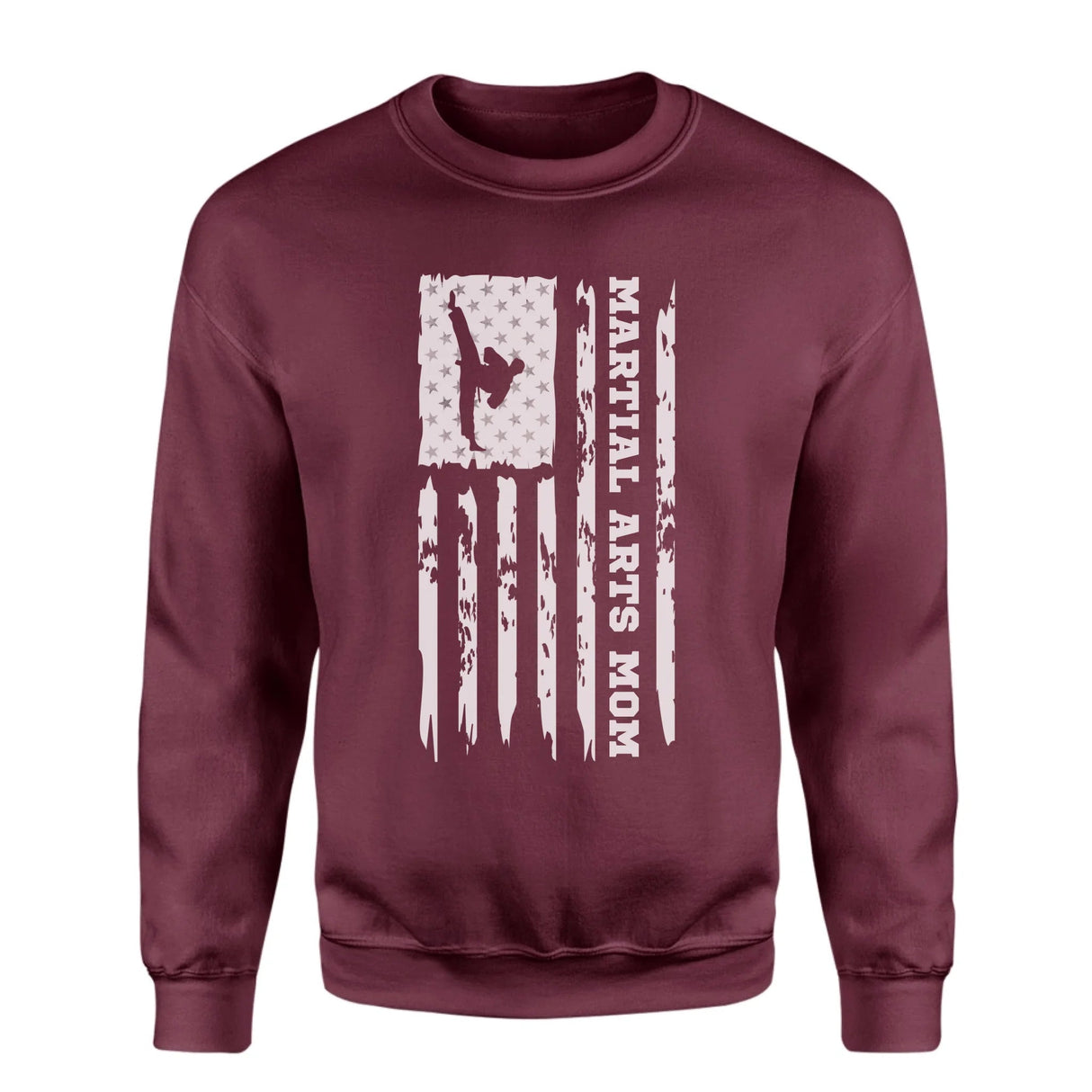 Martial Arts Mom Vertical Flag on a Sweatshirt with a White Graphic