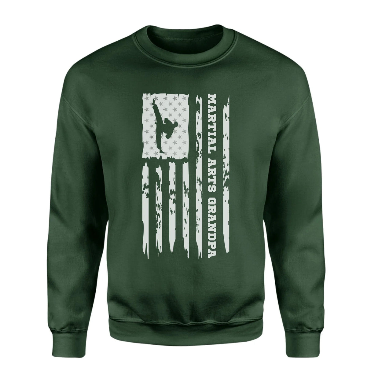 Martial Arts Grandpa Vertical Flag on a Sweatshirt with a White Graphic