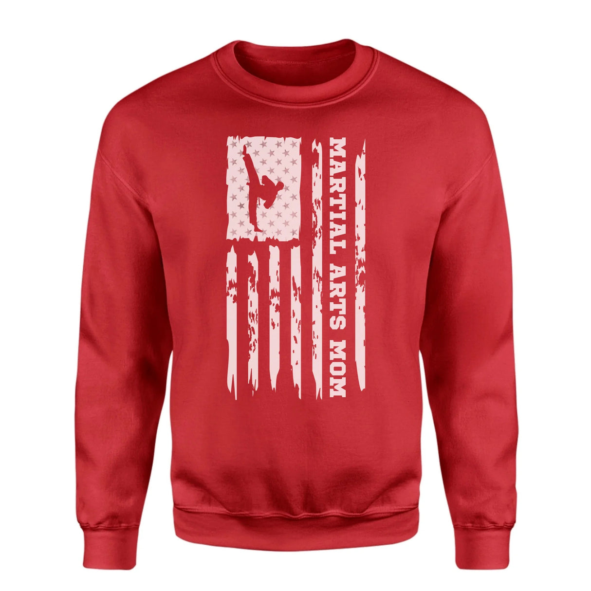 Martial Arts Mom Vertical Flag on a Sweatshirt with a White Graphic