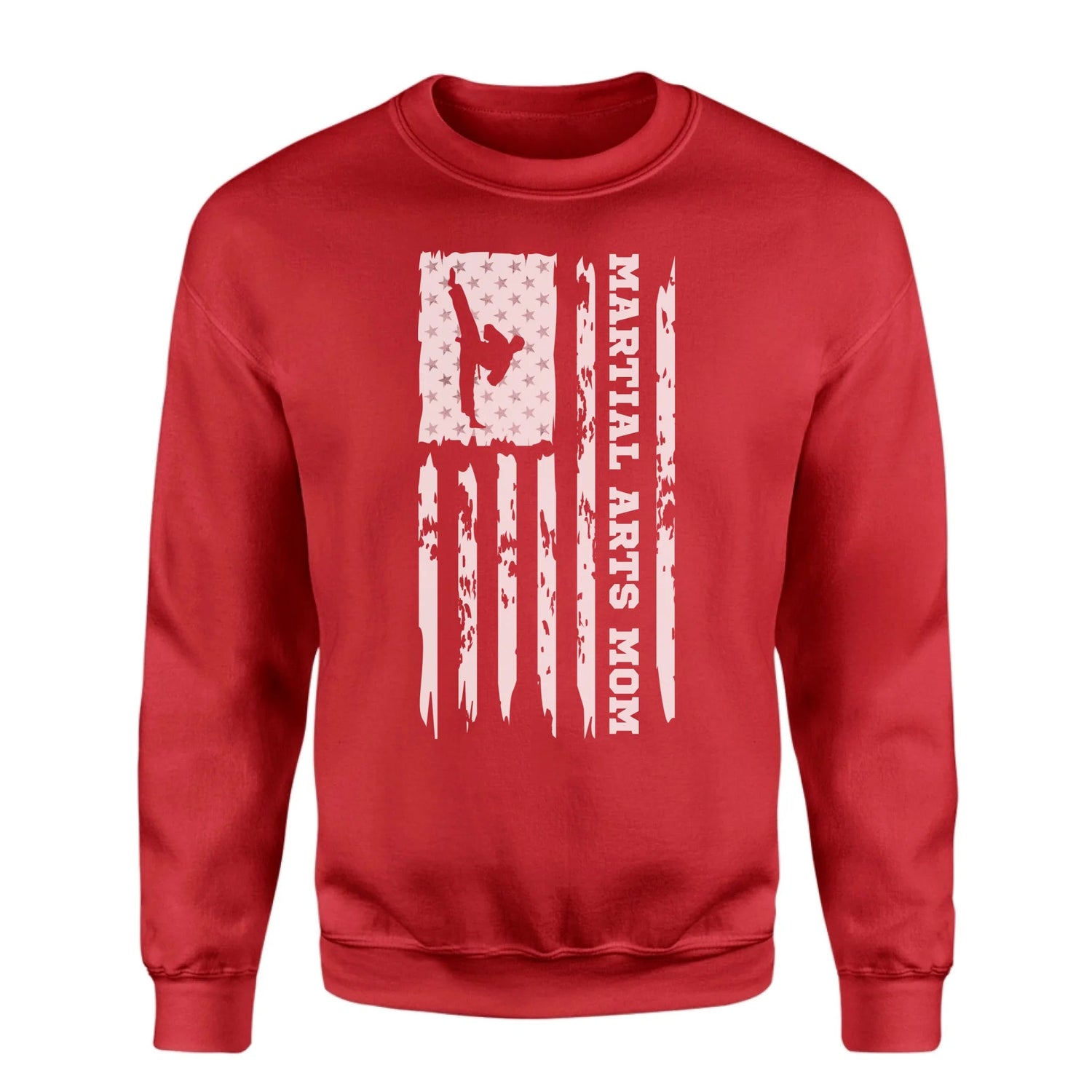 Martial Arts Mom Vertical Flag on a Sweatshirt with a White Graphic