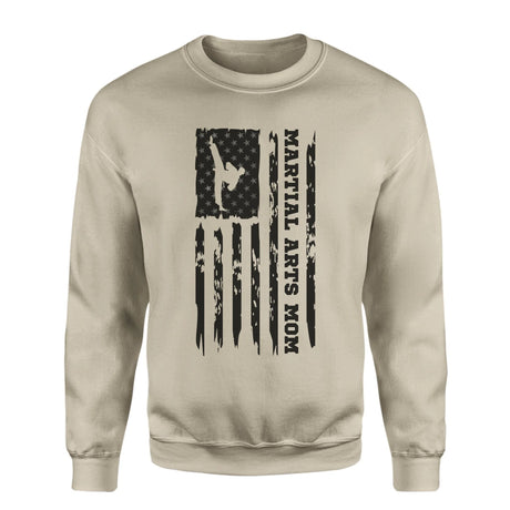 Martial Arts Mom Vertical Flag on a Sweatshirt with a Black Graphic