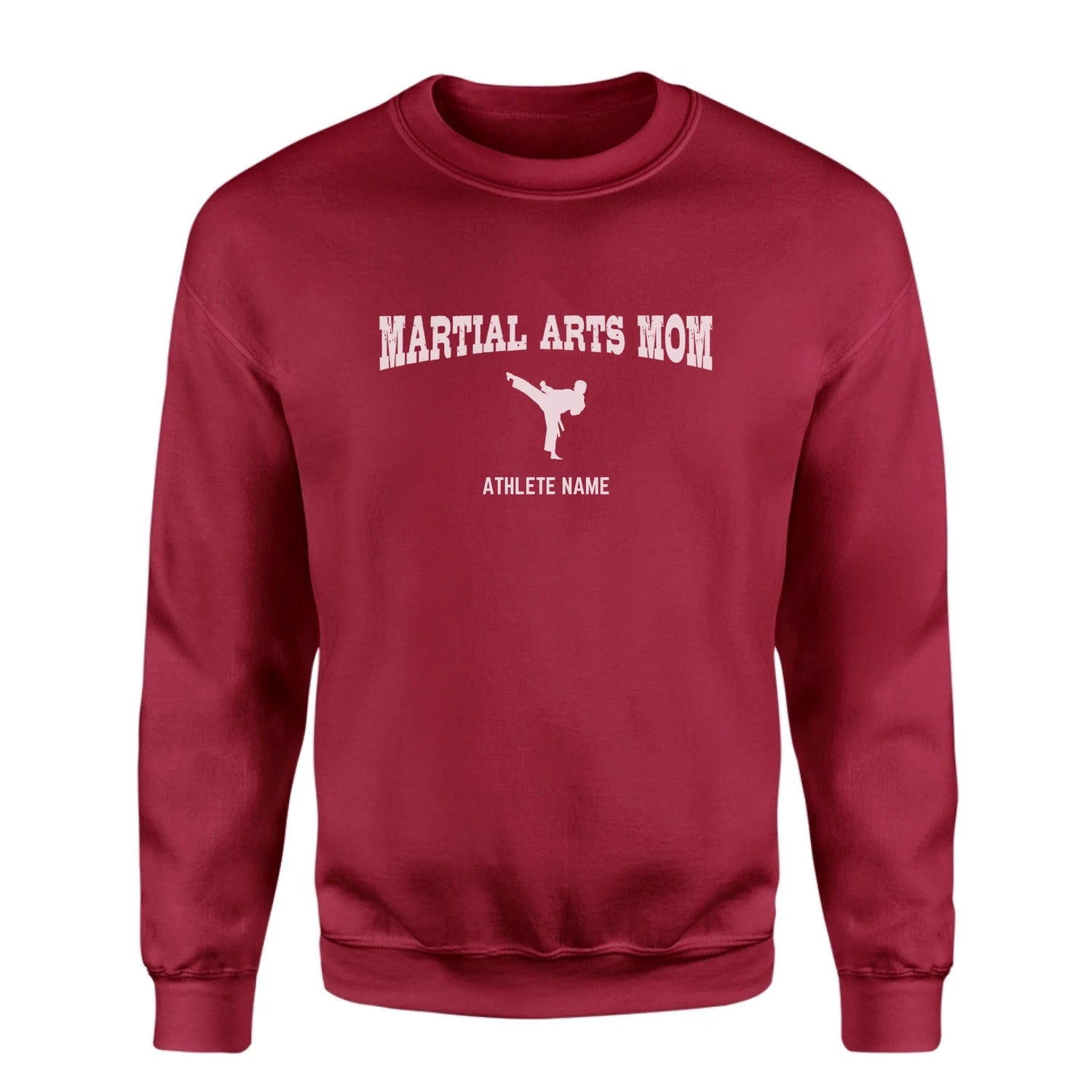 Martial Arts Mom with Martial Artist Icon and Martial Artist Name on a Sweatshirt with a White Graphic