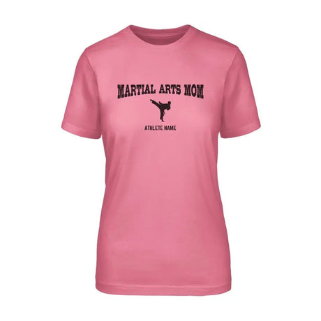 Martial Arts Mom with Martial Artist Icon and Martial Artist Name on a Unisex T-Shirt with a Black Graphic