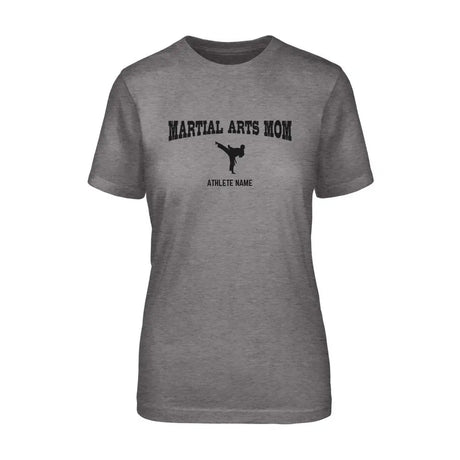 Martial Arts Mom with Martial Artist Icon and Martial Artist Name on a Unisex T-Shirt with a Black Graphic