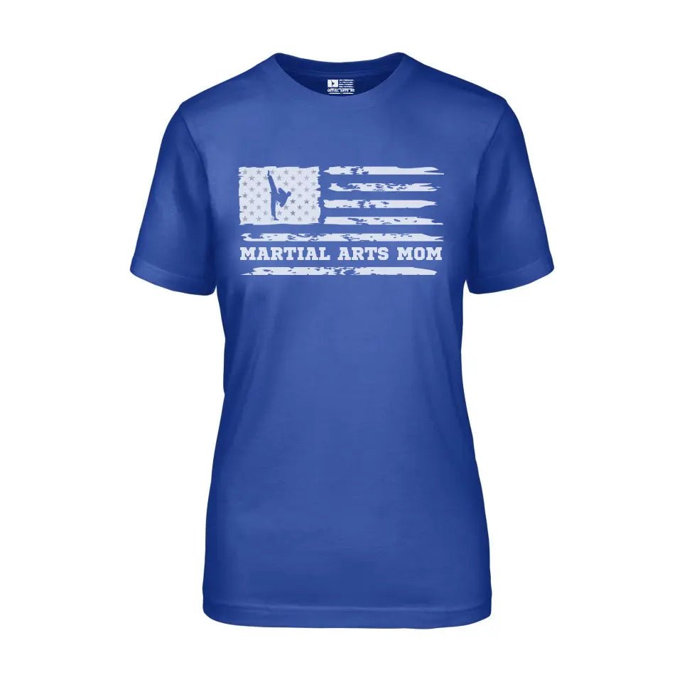 Martial Arts Mom Horizontal Flag on a Unisex T-Shirt with a White Graphic